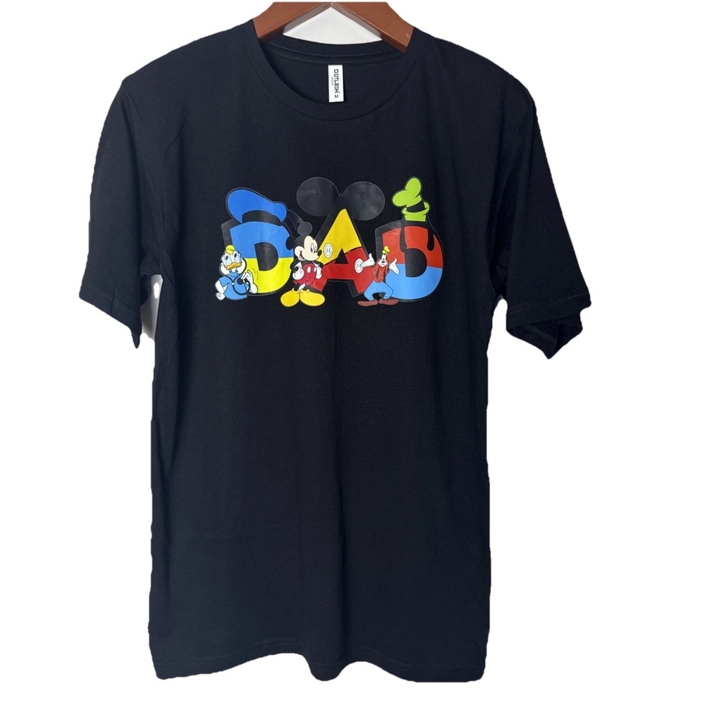 Disney Dad M Black T-shirt Mickey Goofy‎ Donald Outlash Wear Unbranded NWOT